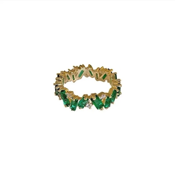 **KEONI* Gold x Green Staggered Rhinestone Fashion Ring - Picture 2 of 6
